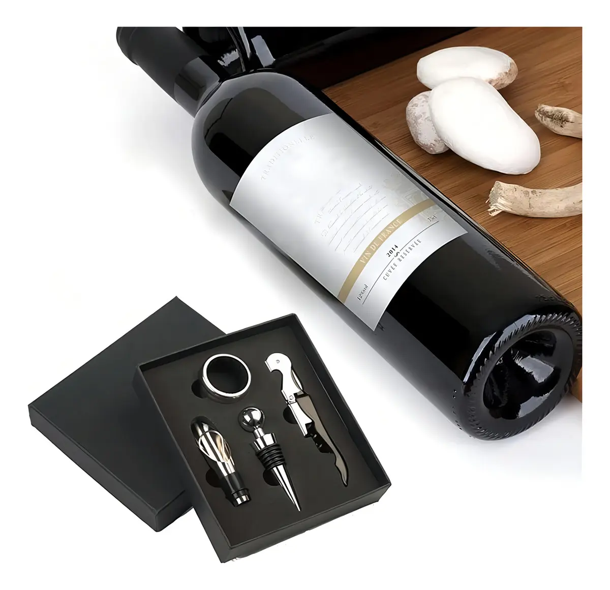 Set De Vino 4 Piezas Sacacorcho Y Accesorios Para Vino