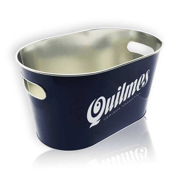 Frapera Hielera Quilmes Cerveza Hielo Balde Chapa Aluminio Azul Liso