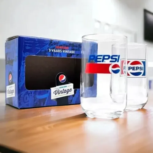 Pack 2 Vasos Pepsi De Vidrio Vintage 330 Ml 