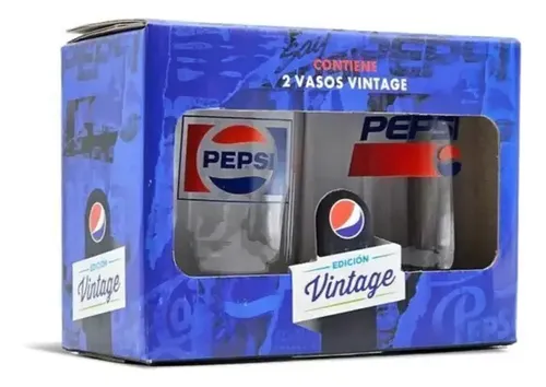 Pack 2 Vasos Pepsi De Vidrio Vintage 330 Ml 