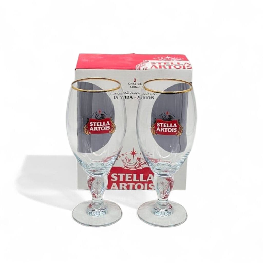 Pack 2 Copas Stella Artois 500 ml Borde Dorado