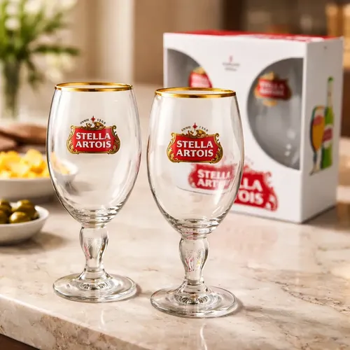Pack 2 Copas Stella Artois 500 ml Borde Dorado