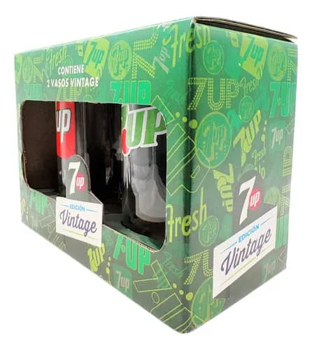 Pack 2 Vasos Vidrio 7up Edición Vintage 350ml